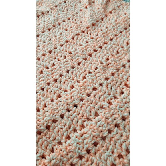 Handmade Peach/Pink Crochet Baby Blanket 40"x43" - Picture 3 of 5